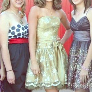 Gold strapless dress